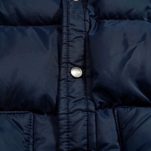 Vintage Woolrich Down Puffer Vest Suede Yoke Navy Brown Men’s Medium - Picture 10 of 11